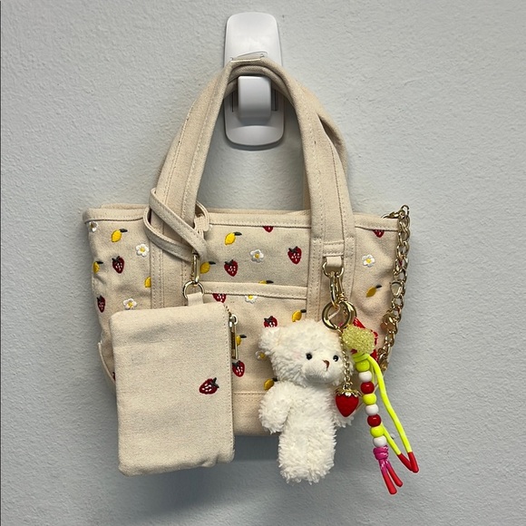 Madden Girl | Lemon & Strawberry Mini Tote w/ Bag Charms, Wristlet & Crossbody - Picture 1 of 10